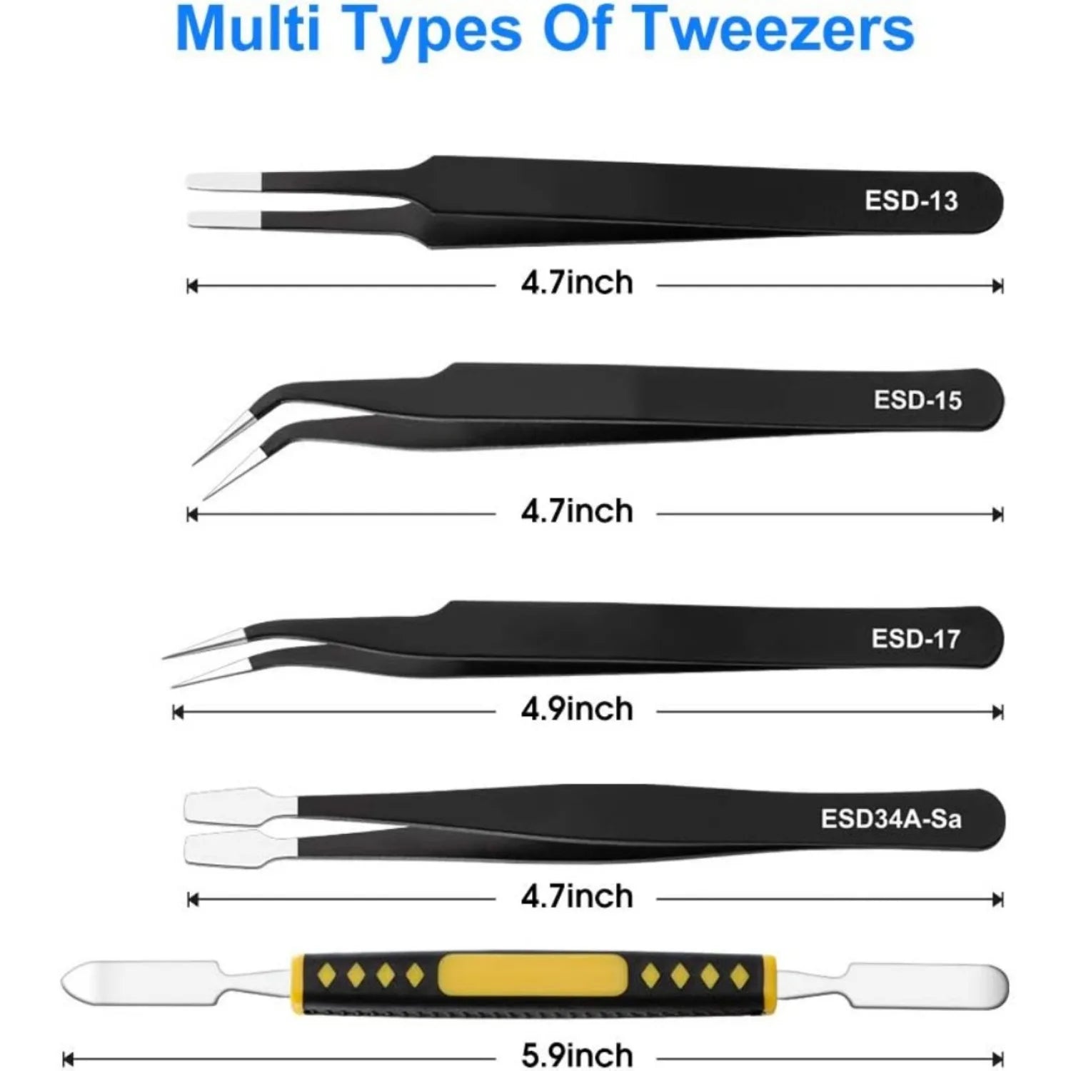 Precision Stainless Steel Tweezers Set for Industrial Repair - Smarsty