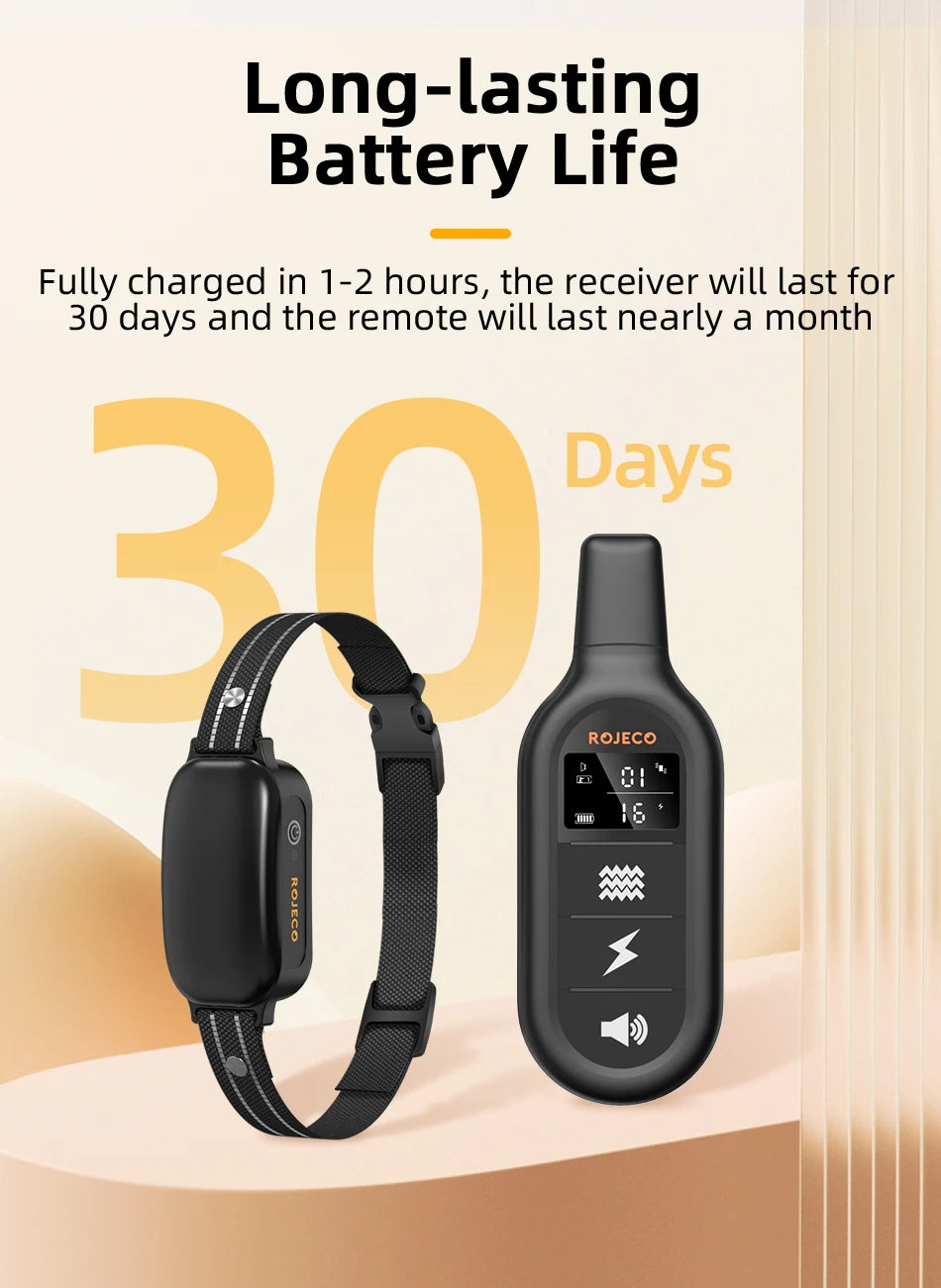 ROJECO Rechargeable Waterproof Dog Training Collar - Smarsty