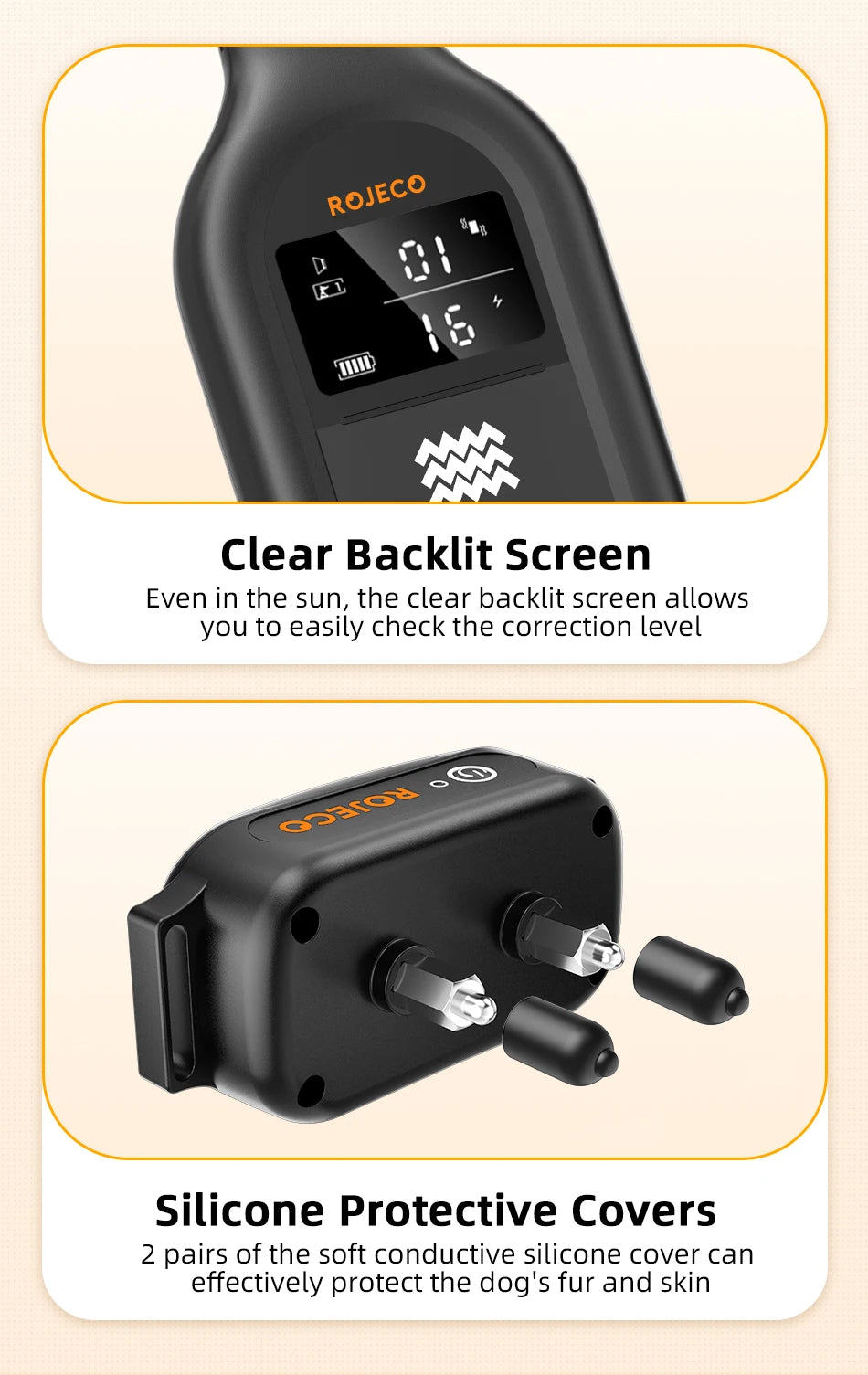 ROJECO Rechargeable Waterproof Dog Training Collar - Smarsty