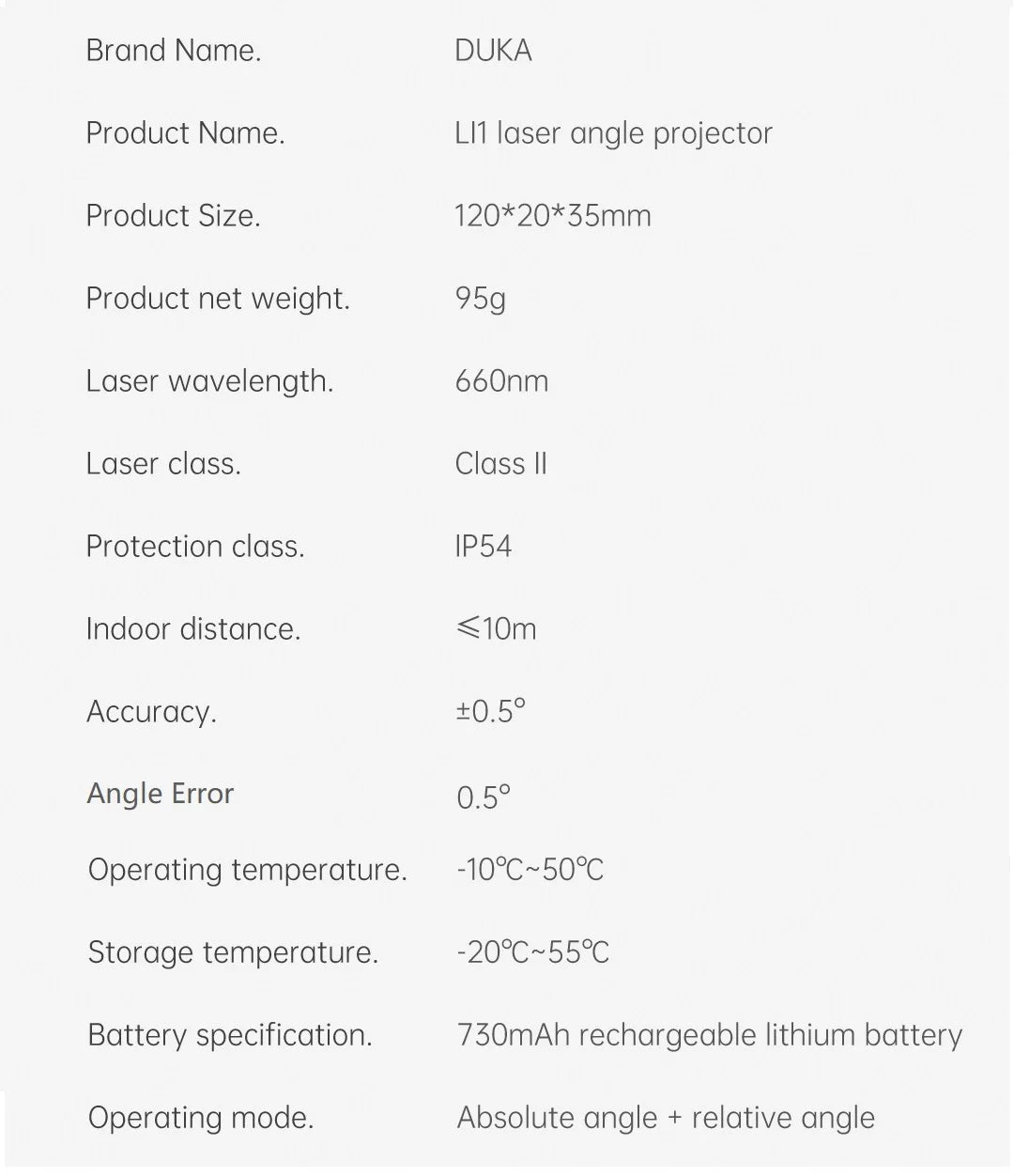 DUKA LI1 Laser Protractor with Type-C Charging - Smarsty