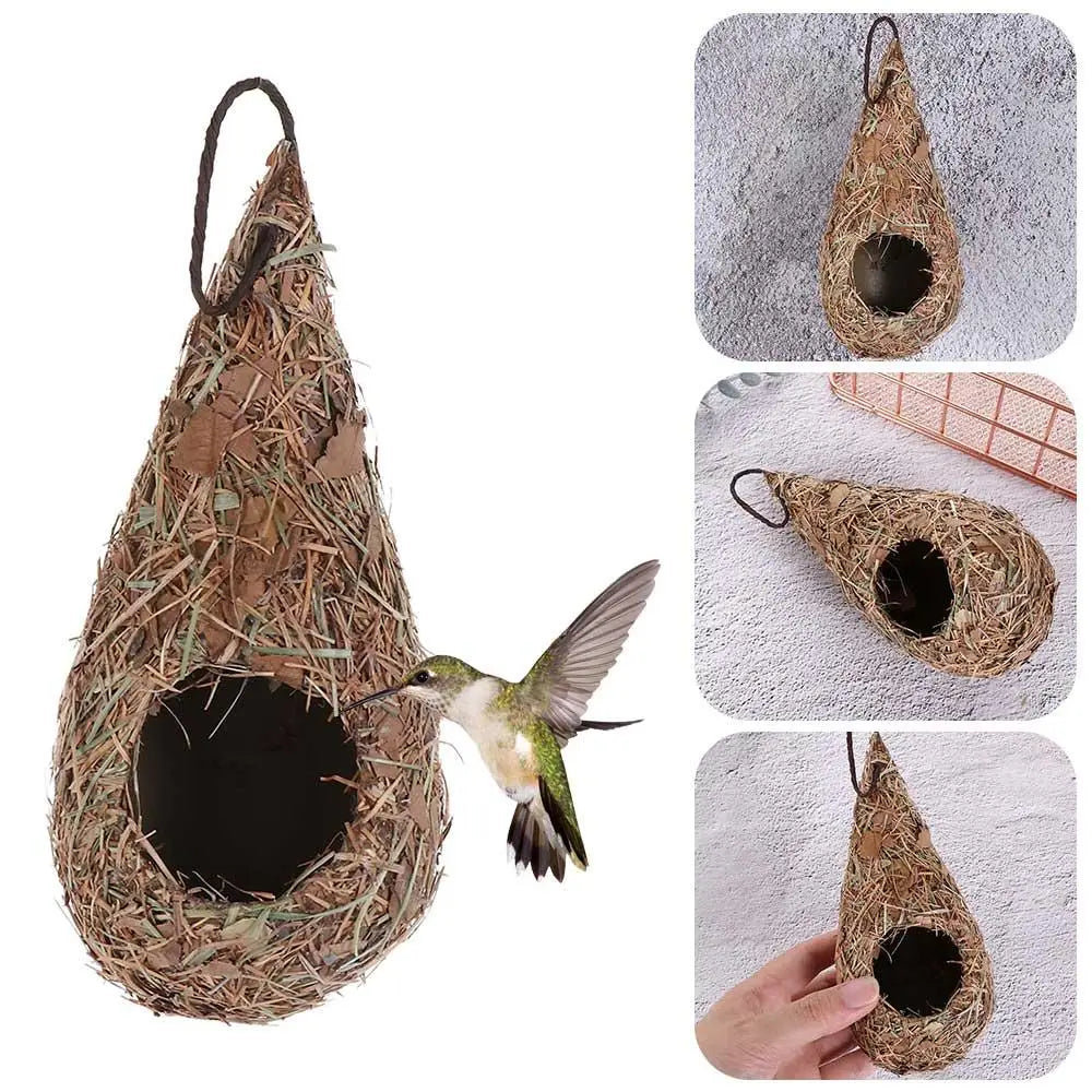 Natural Grass Bird House for Hummingbirds Cozy Nesting - Smarsty