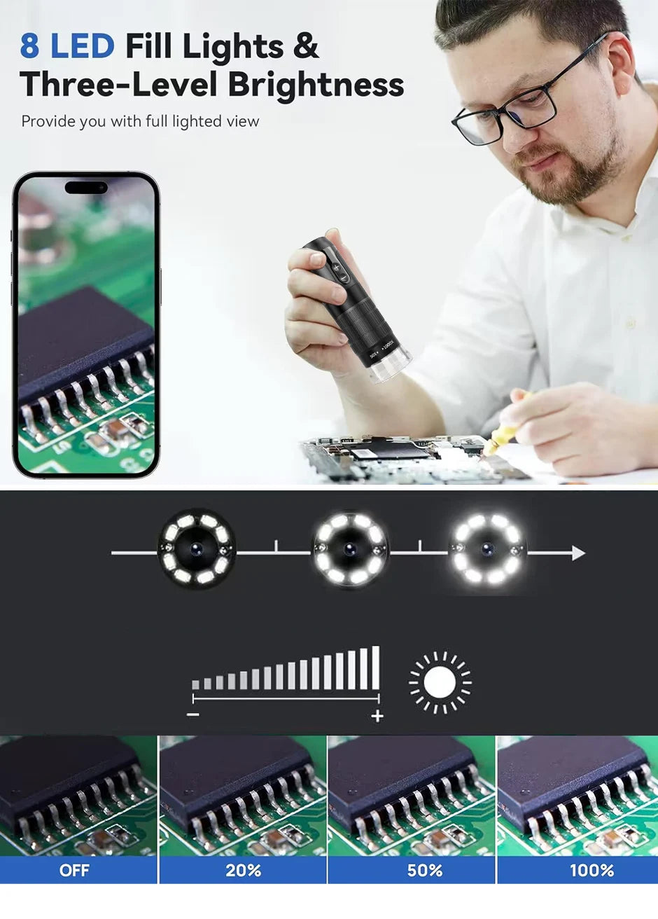 Wireless Digital Microscope 1000X Zoom Portable Magnifier - Smarsty