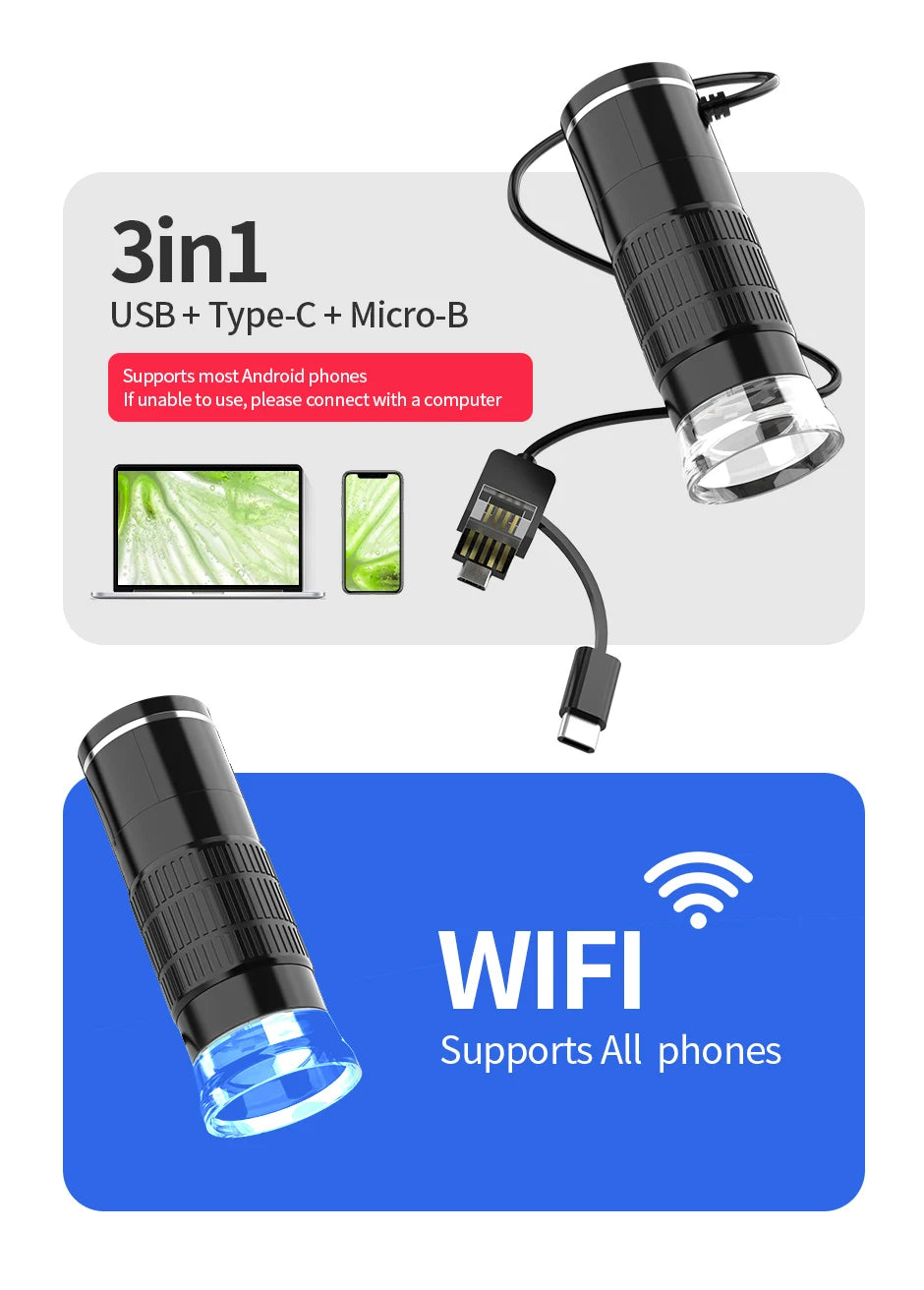 Wireless Digital Microscope 50X-1000X Portable Magnification - Smarsty