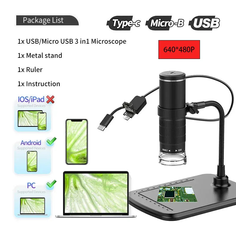 Wireless Digital Microscope 50X-1000X Portable Magnification - Smarsty