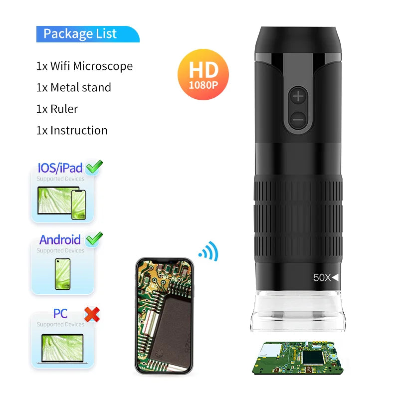 Wireless Digital Microscope 50X-1000X Portable Magnification - Smarsty