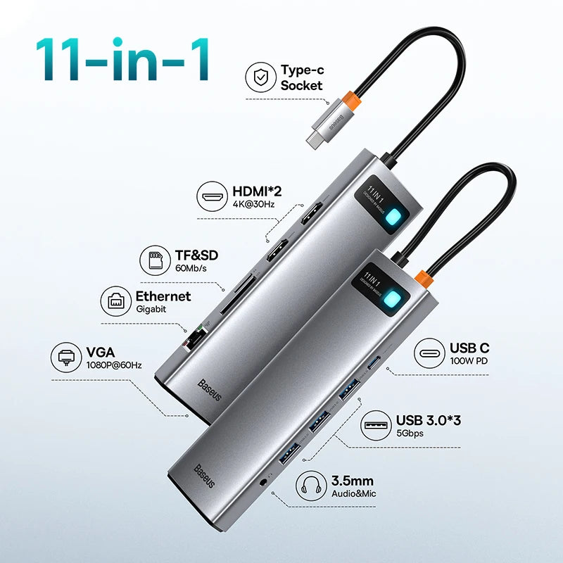 11-in-1 USB-C Hub – All-in-One Dock for MacBook Pro/Air - Smarsty
