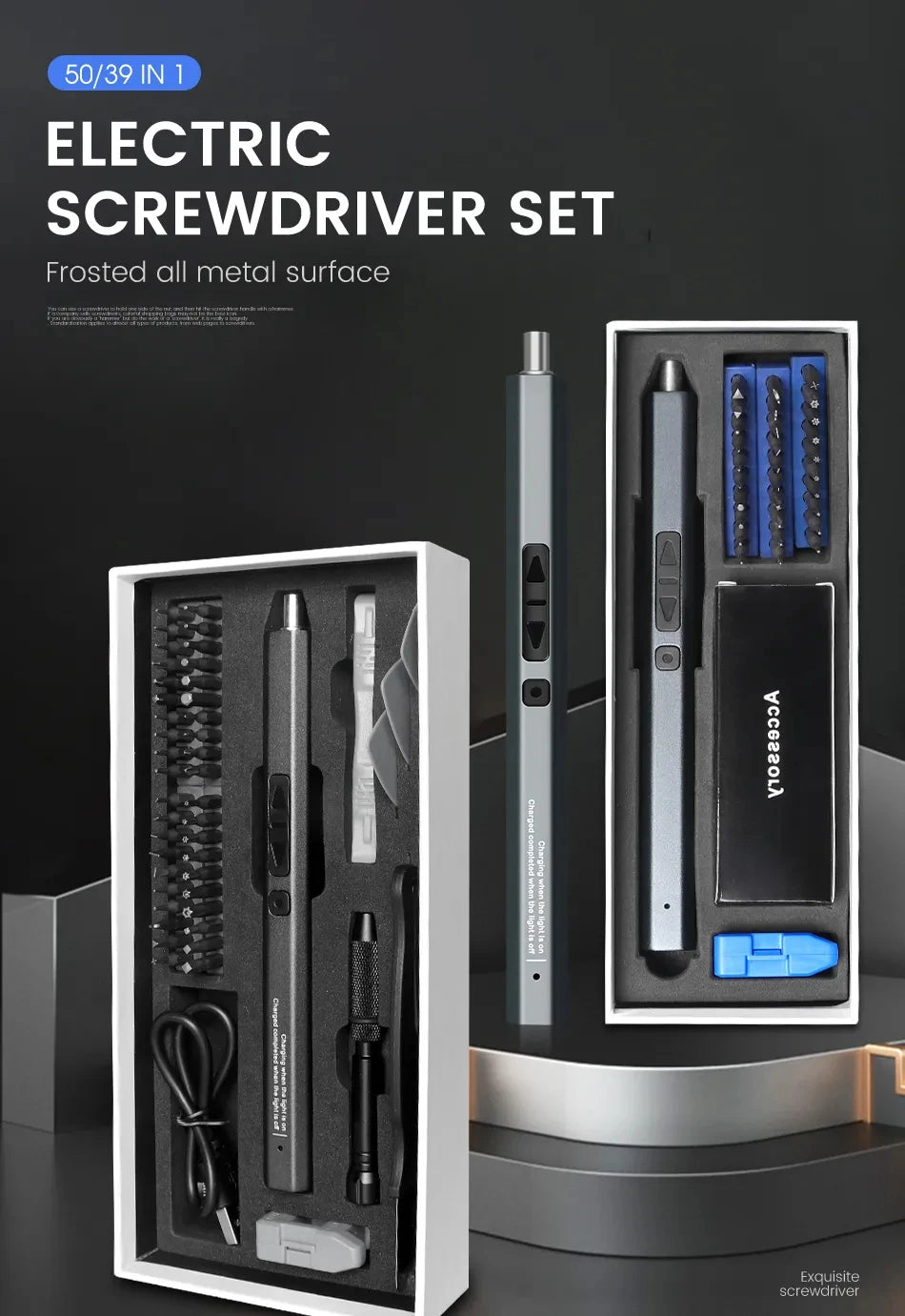 Cordless Electric Screwdriver Set with Fast Charging - Smarsty