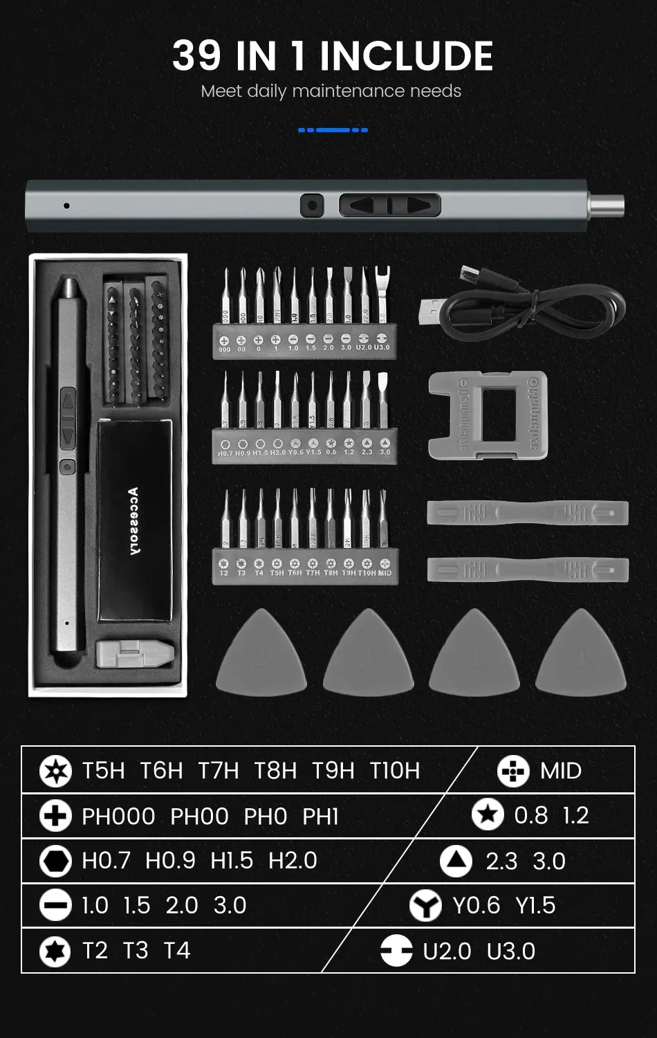Cordless Electric Screwdriver Set with Fast Charging - Smarsty
