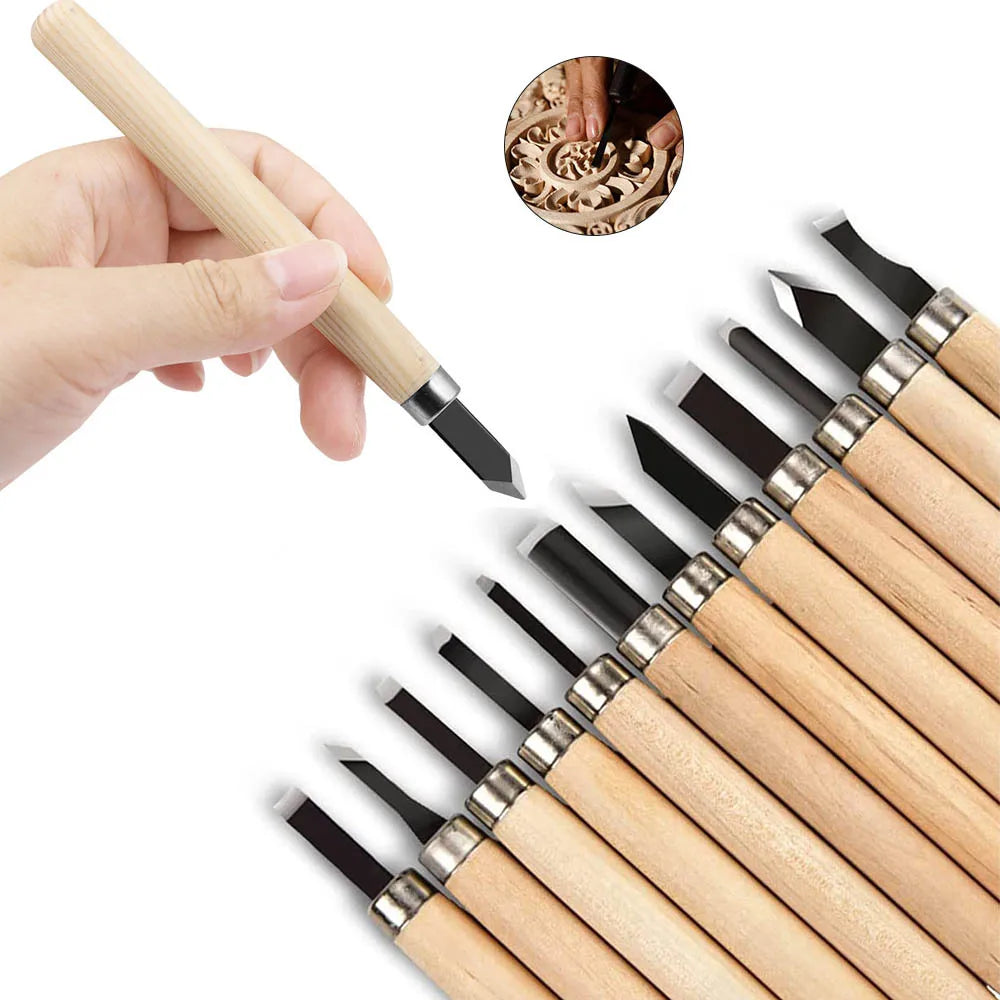 12pcs Professional Wood Carving Chisel Set for Precision Crafting - Smarsty