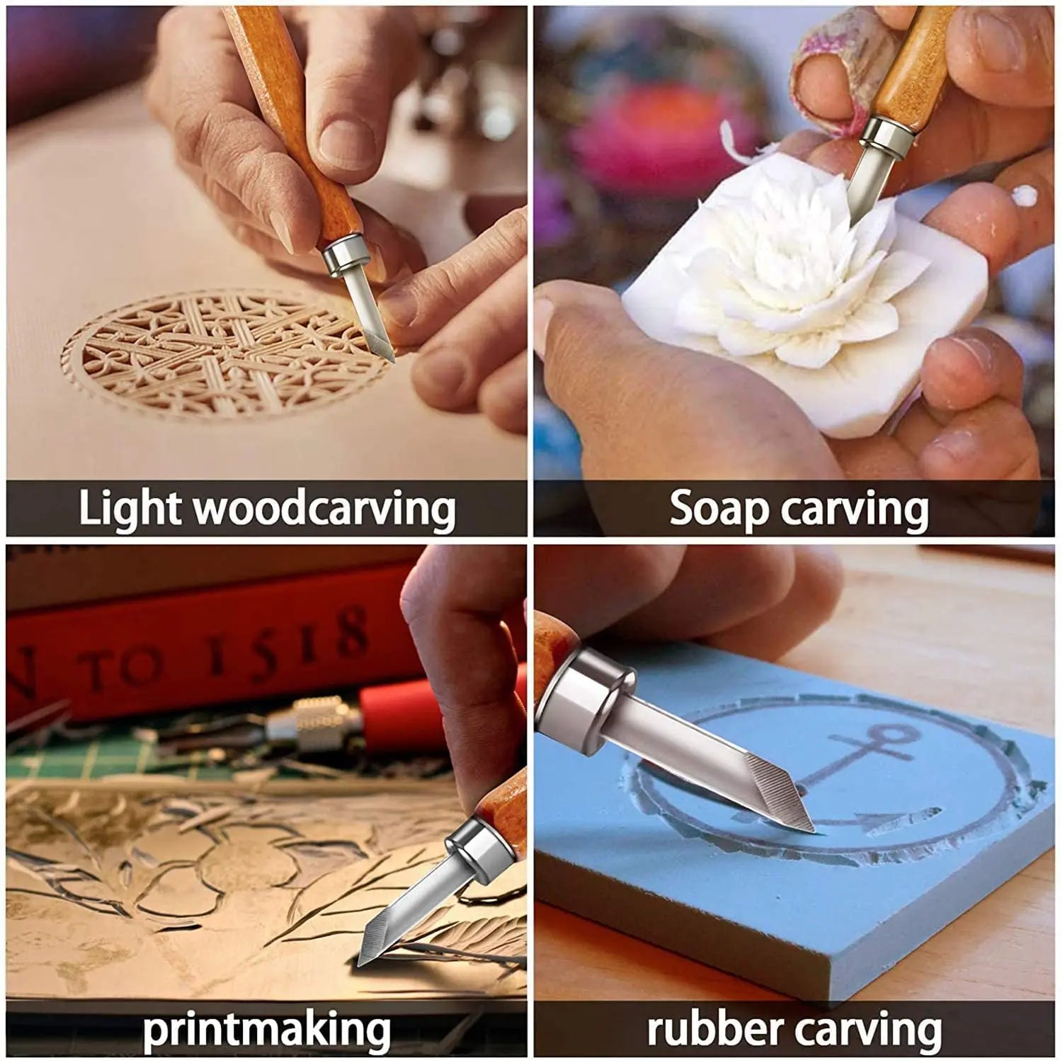 12pcs Professional Wood Carving Chisel Set for Precision Crafting - Smarsty