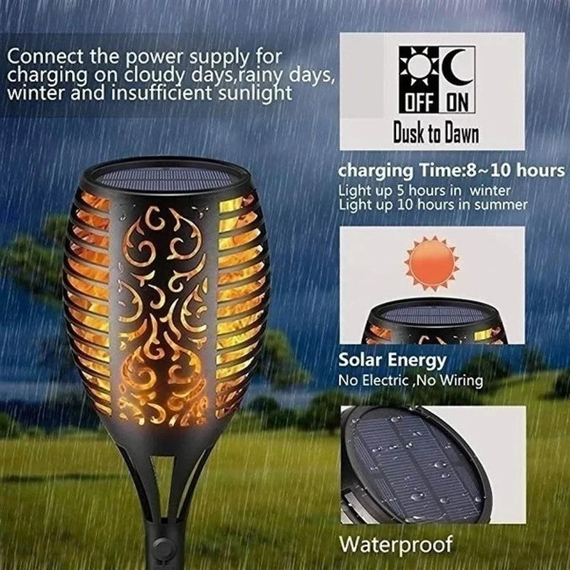 Solar Flame Torch Lights for Outdoor Garden Decoration - Smarsty