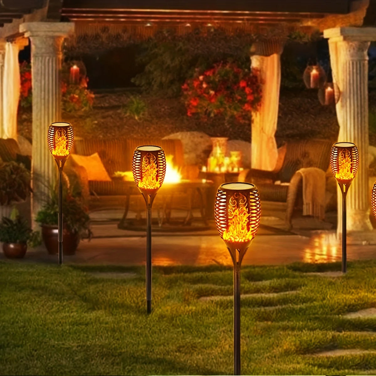 Solar Flame Torch Lights for Outdoor Garden Decoration - Smarsty