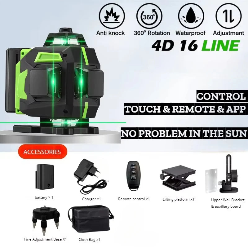 16 Lines Green Laser Level with Self-Leveling Feature - Smarsty