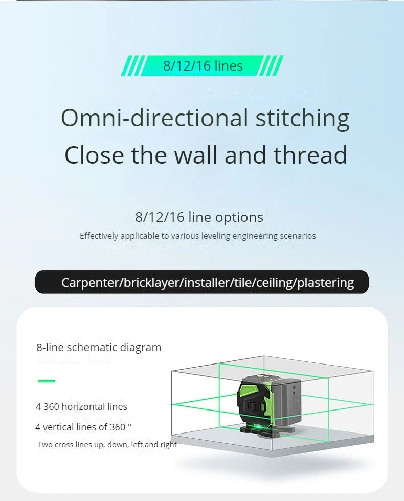 16 Lines Green Laser Level with Self-Leveling Feature - Smarsty