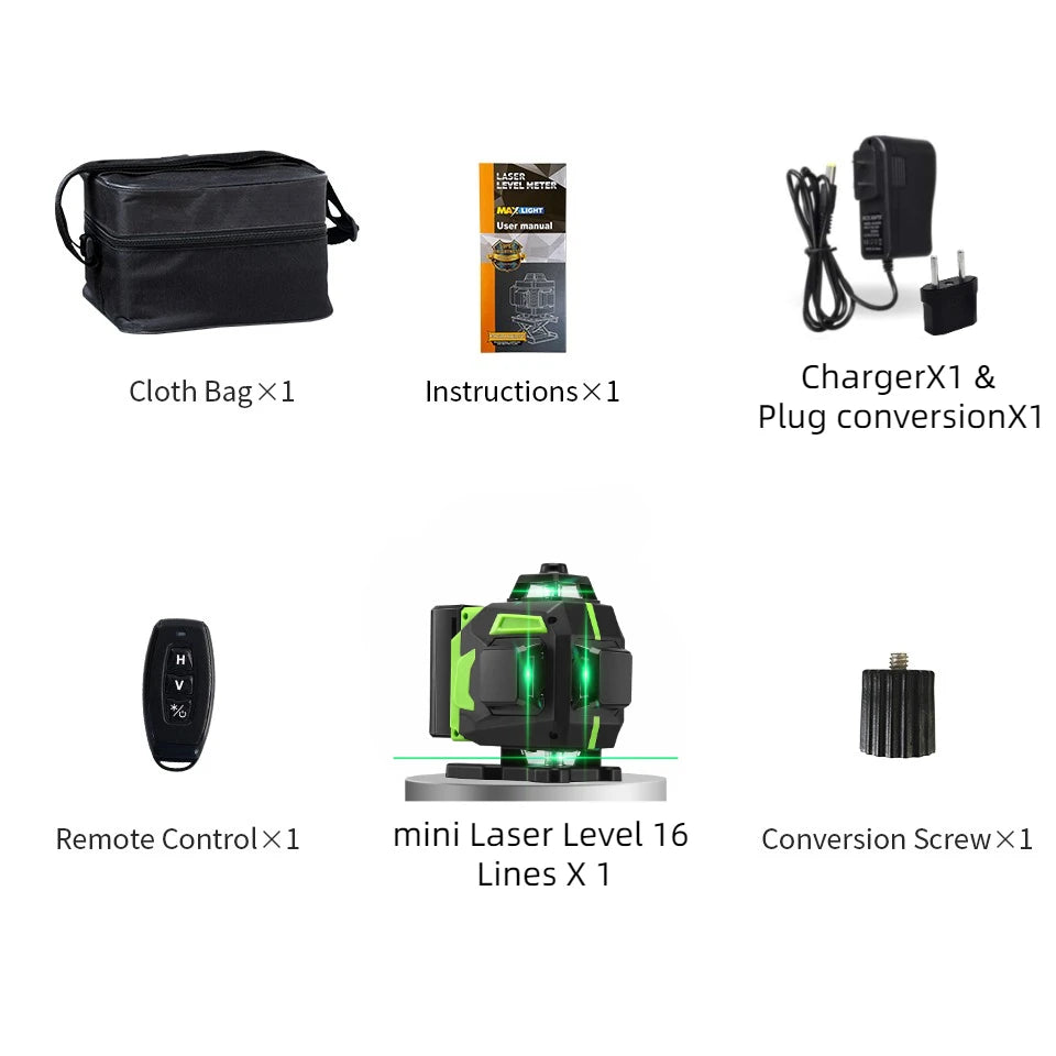 16 Lines Green Laser Level with Self-Leveling Feature - Smarsty