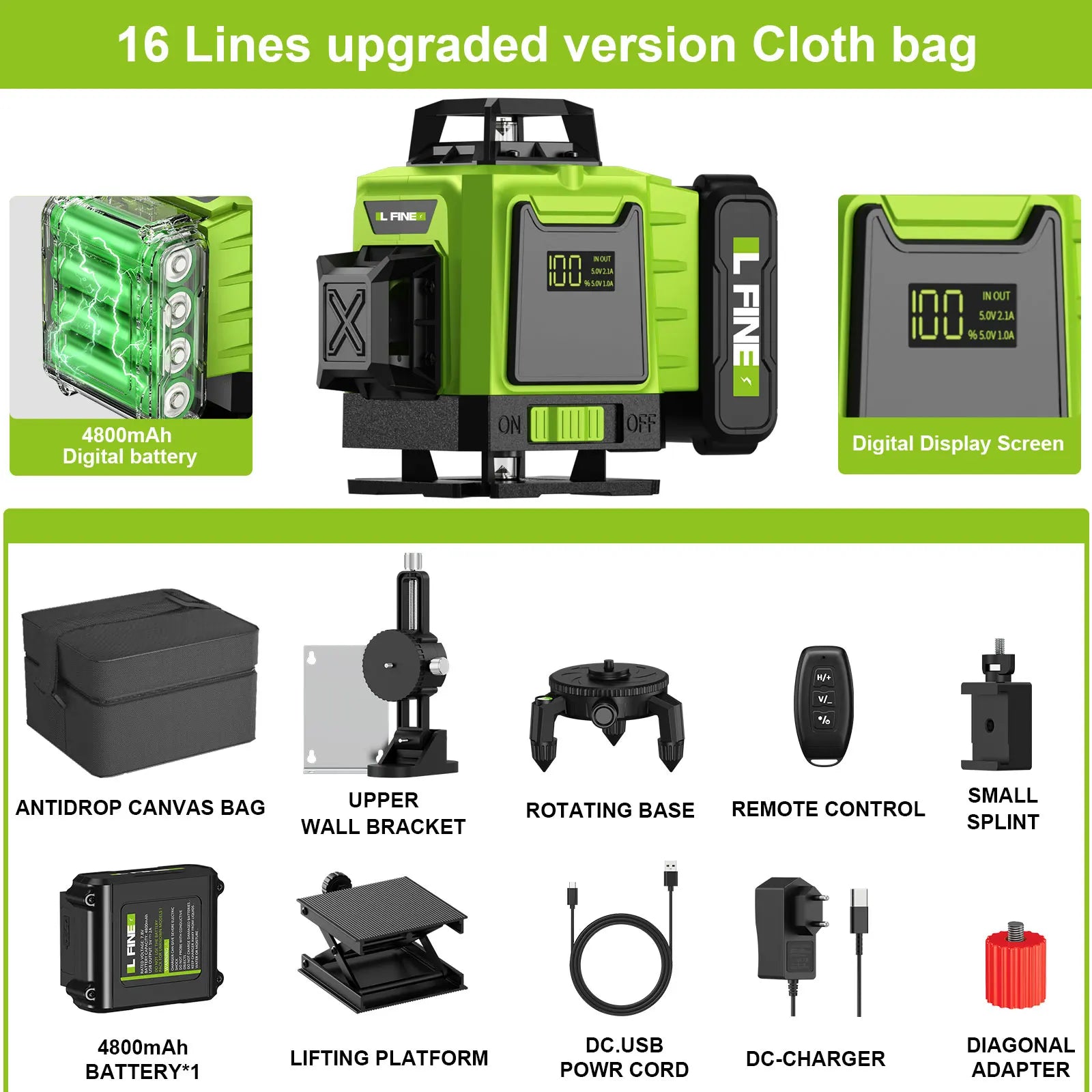 Lfine 4D 16 Lines Laser Level with Tripod - Smarsty