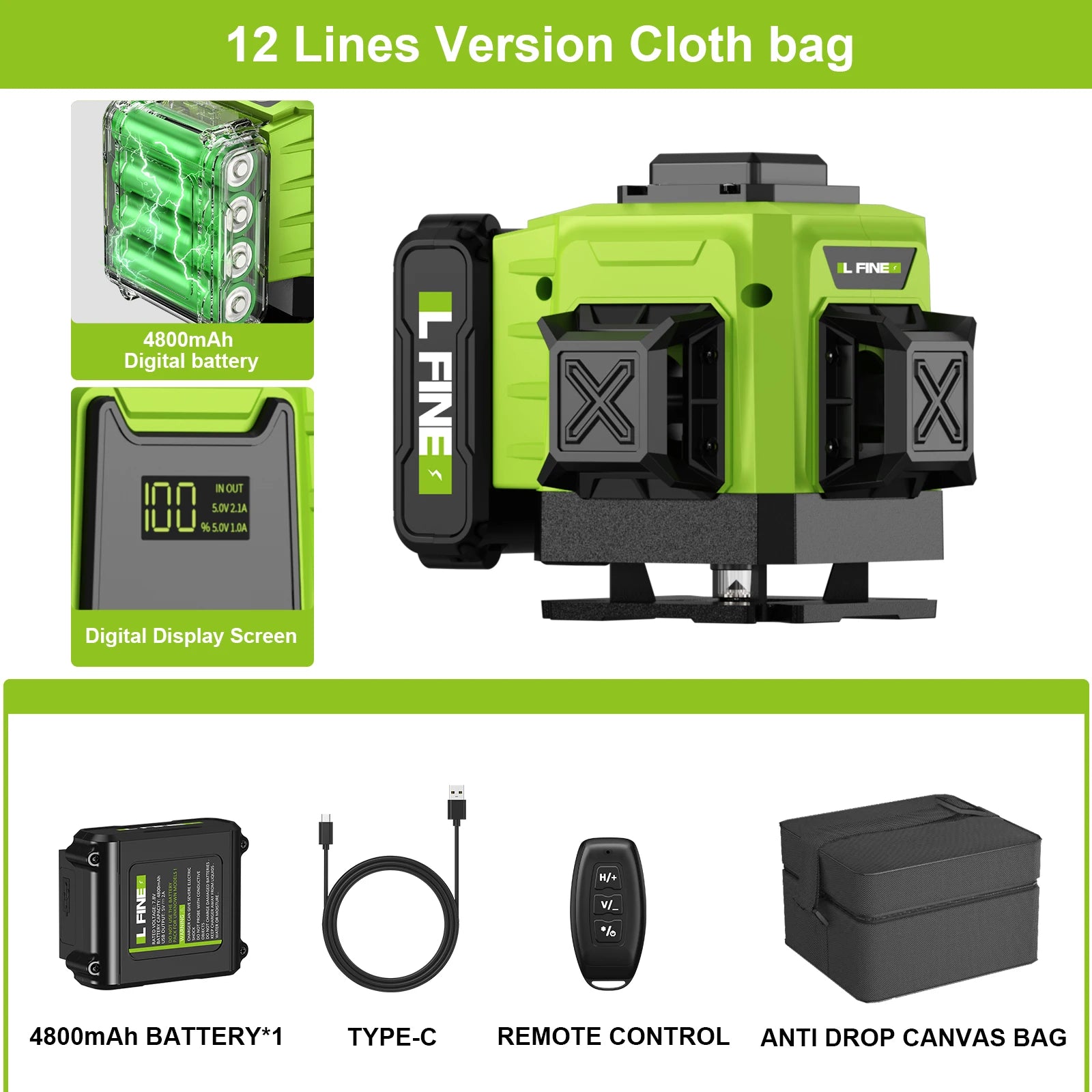 LFINE 16 Line 360 Degree Self-Leveling Laser Level - Smarsty