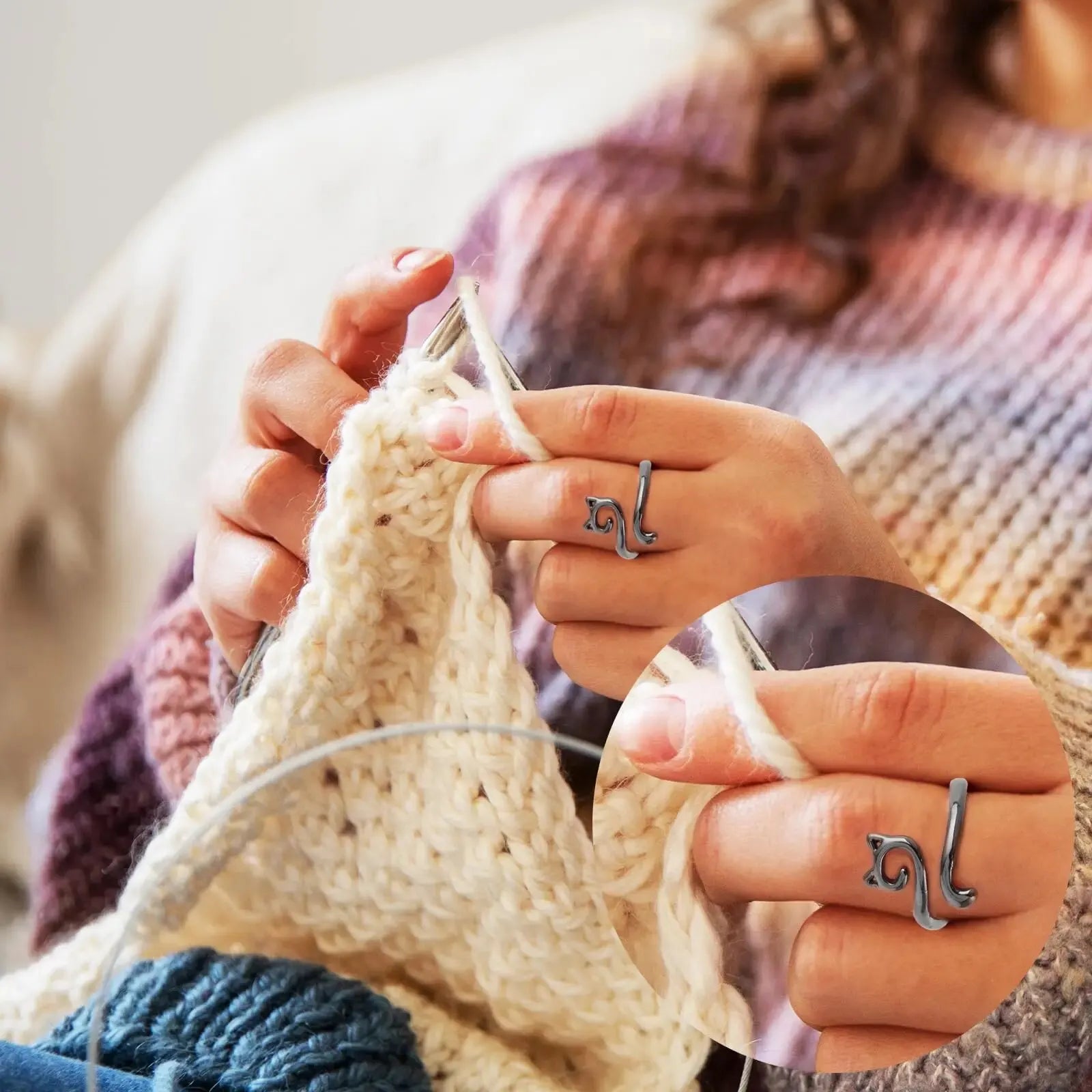 Adjustable Knitting Crochet Rings for Faster Yarn Tension - Smarsty