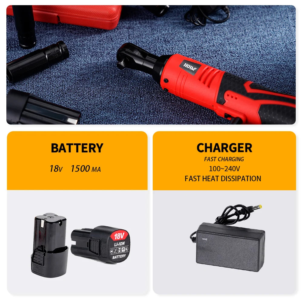 Cordless Electric Wrench 65Nm Right Angle Ratchet Tool - Smarsty