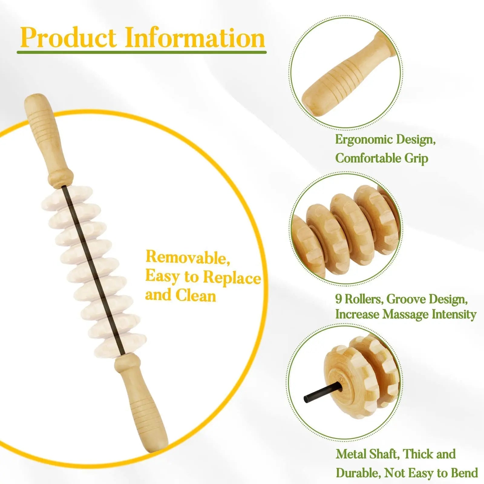 Wooden Massage Roller Tool Set for Lymphatic Drainage - Smarsty