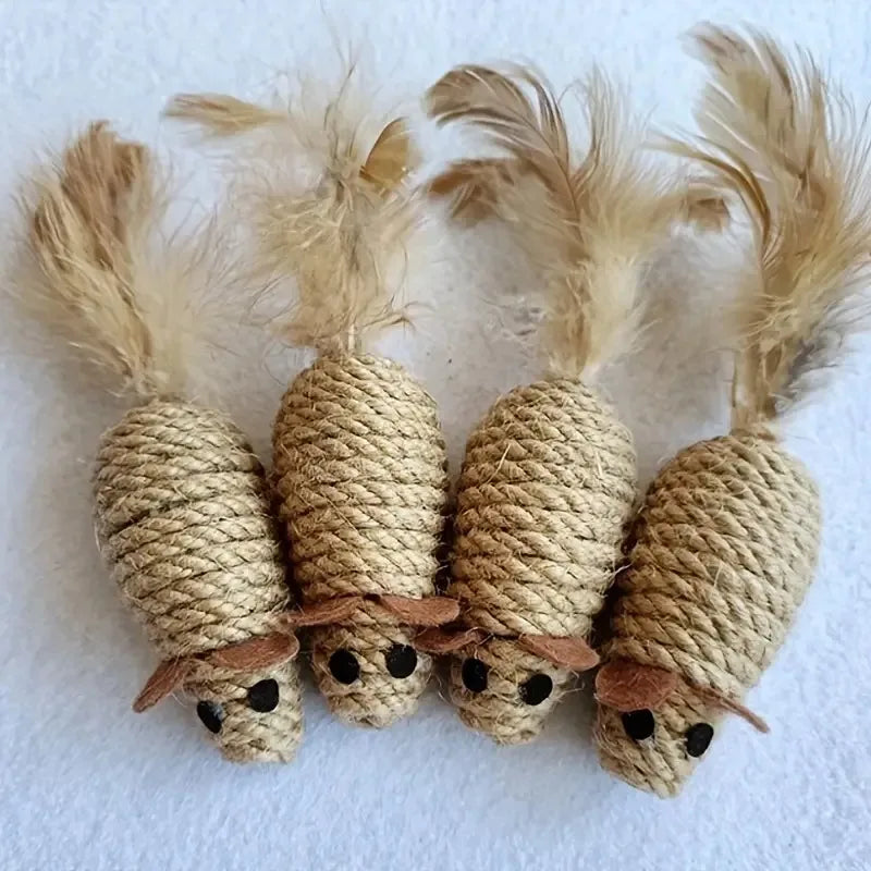 Sisal Plush Cat Mice Toy for Interactive Play - Smarsty