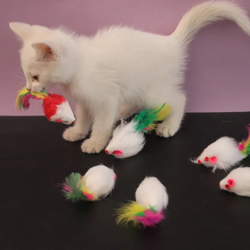 Interactive Cat Toy with Colorful Feather and Soft Fleece - Smarsty