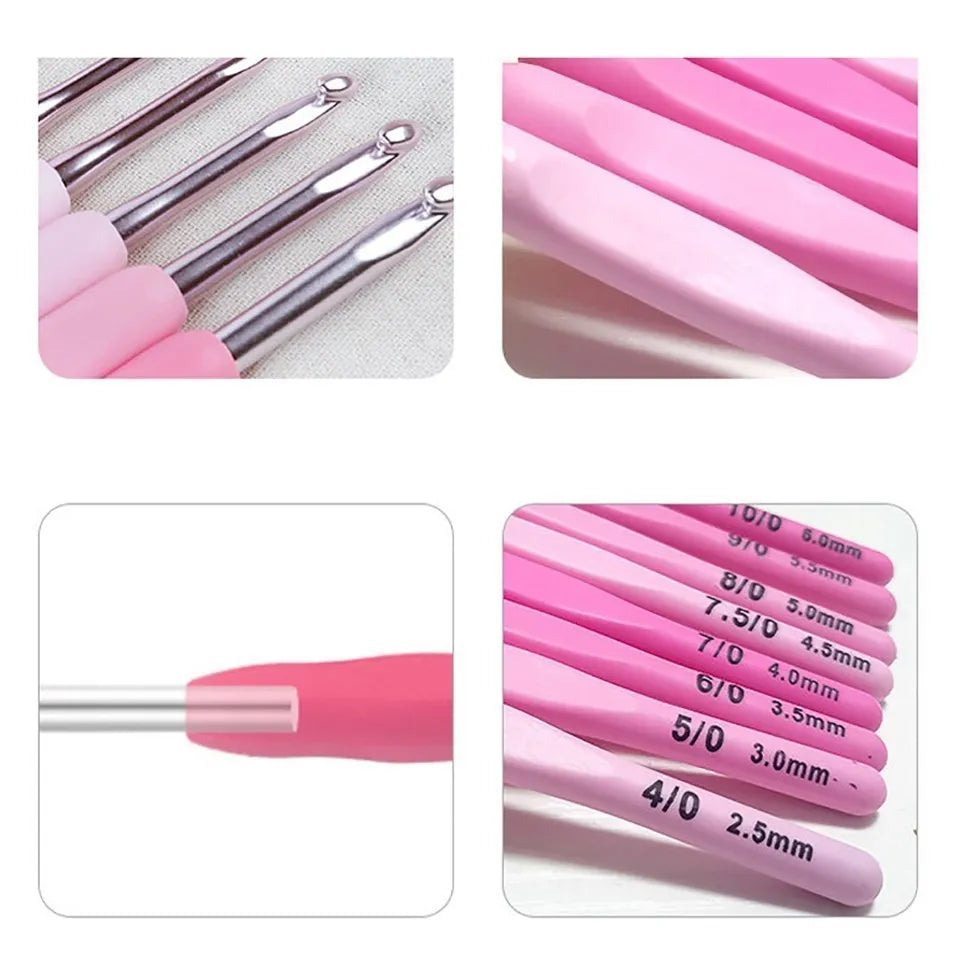 Ergonomic 9 Piece Crochet Hook Set for Knitting - Smarsty