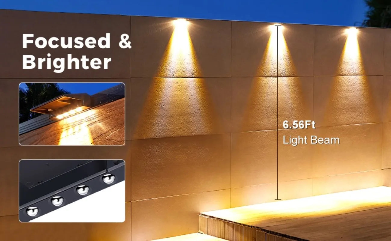 2 Pack Solar Wall Lights Waterproof LED Outdoor Lighting - Smarsty