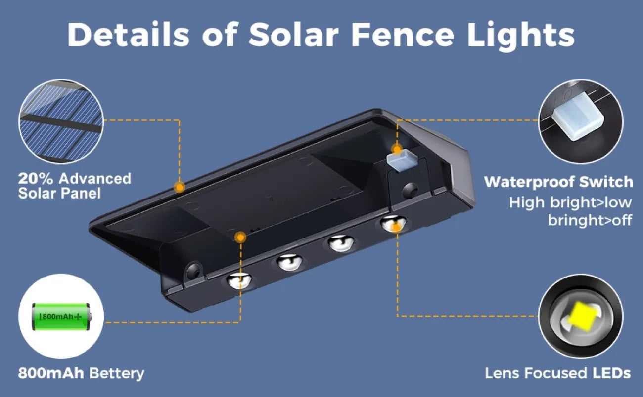 2 Pack Solar Wall Lights Waterproof LED Outdoor Lighting - Smarsty