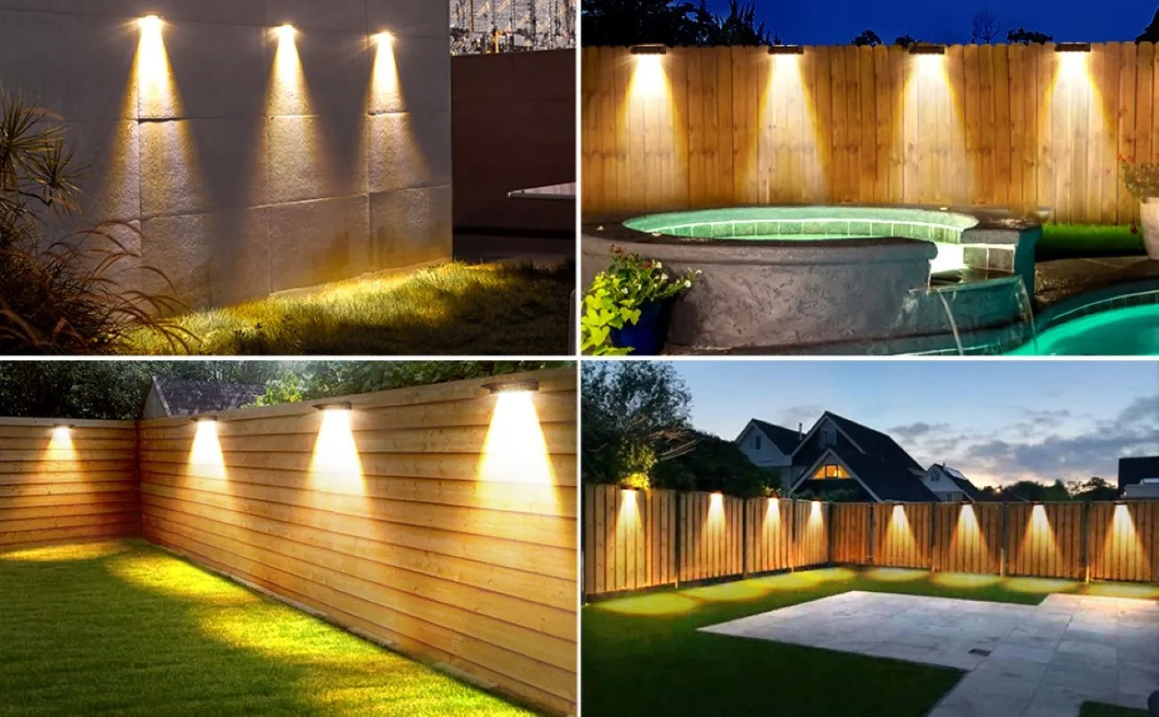 2 Pack Solar Wall Lights Waterproof LED Outdoor Lighting - Smarsty