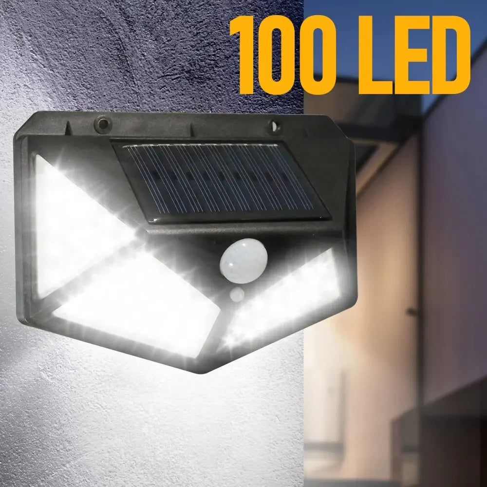 100 LED Solar Wall Lamp with Motion Sensor Waterproof Outdoor Light - Smarsty