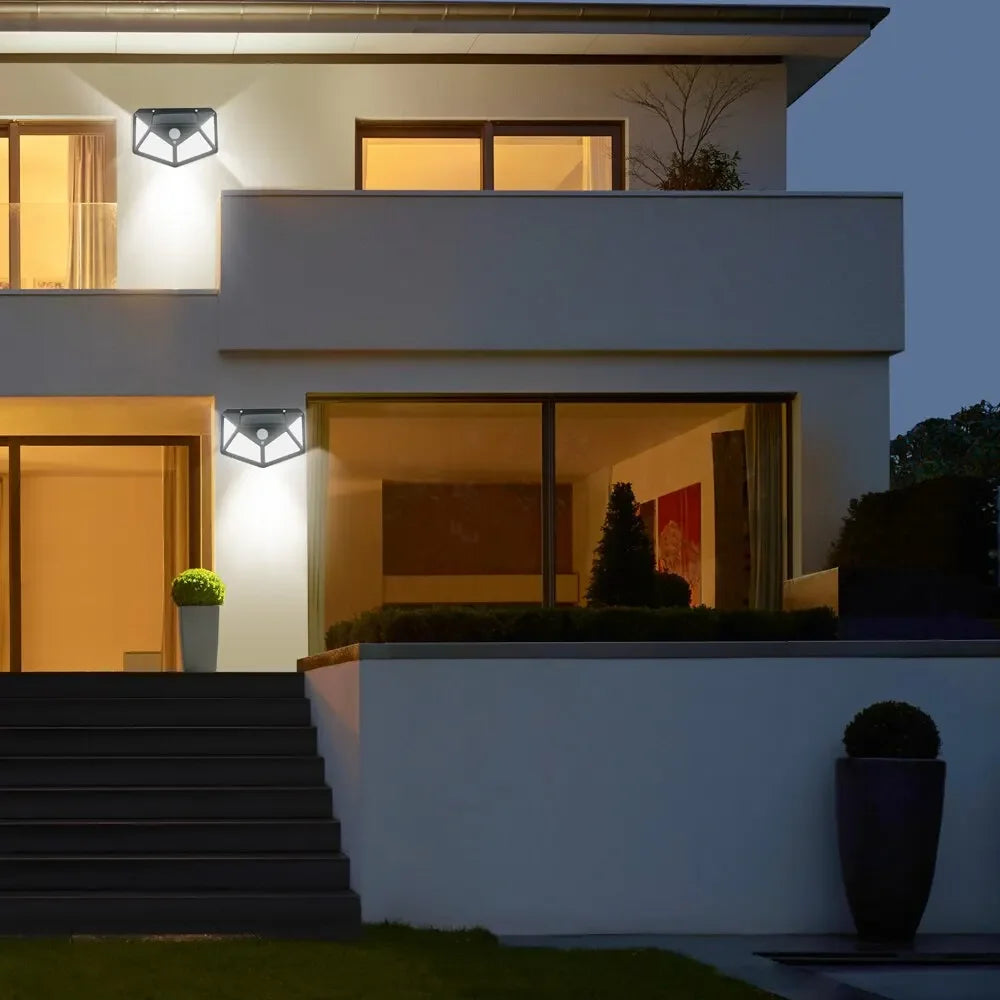 100 LED Solar Wall Lamp with Motion Sensor Waterproof Outdoor Light - Smarsty