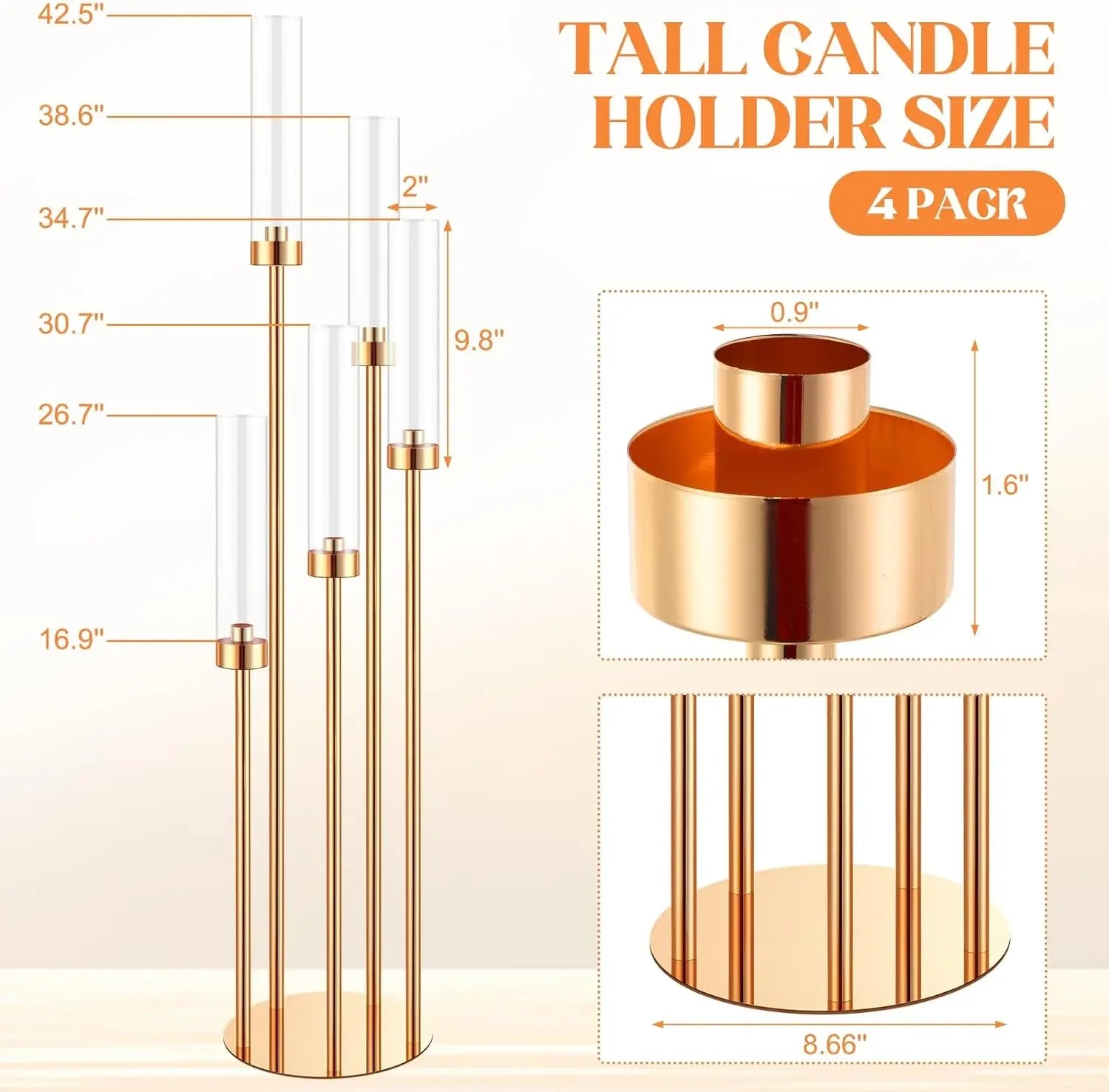 Gold Floor Candelabra 5 Arm Tall Candle Holder - Smarsty