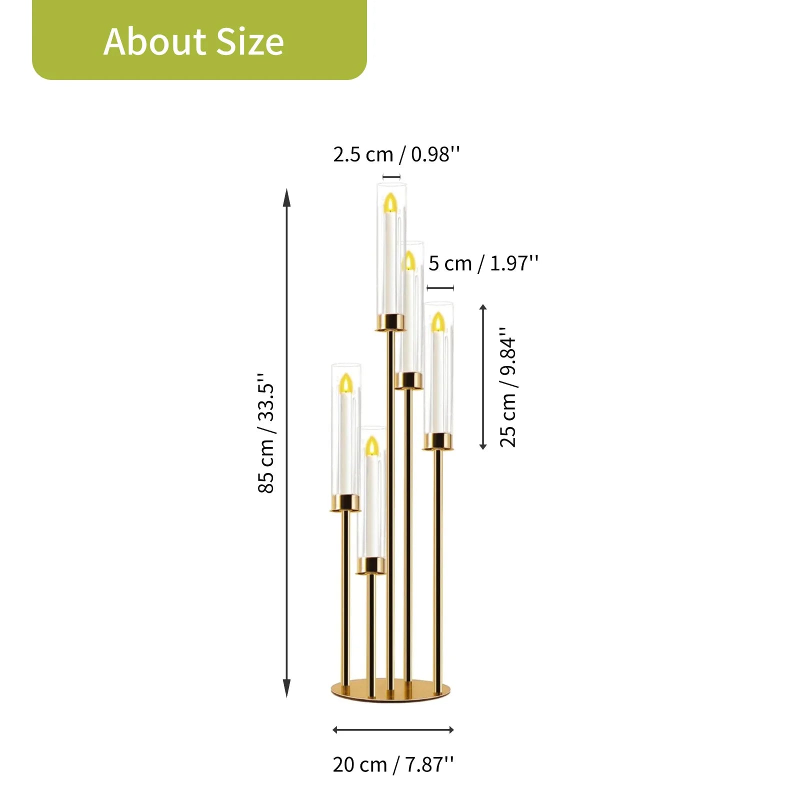 Gold Floor Candelabra 5 Arm Tall Candle Holder - Smarsty