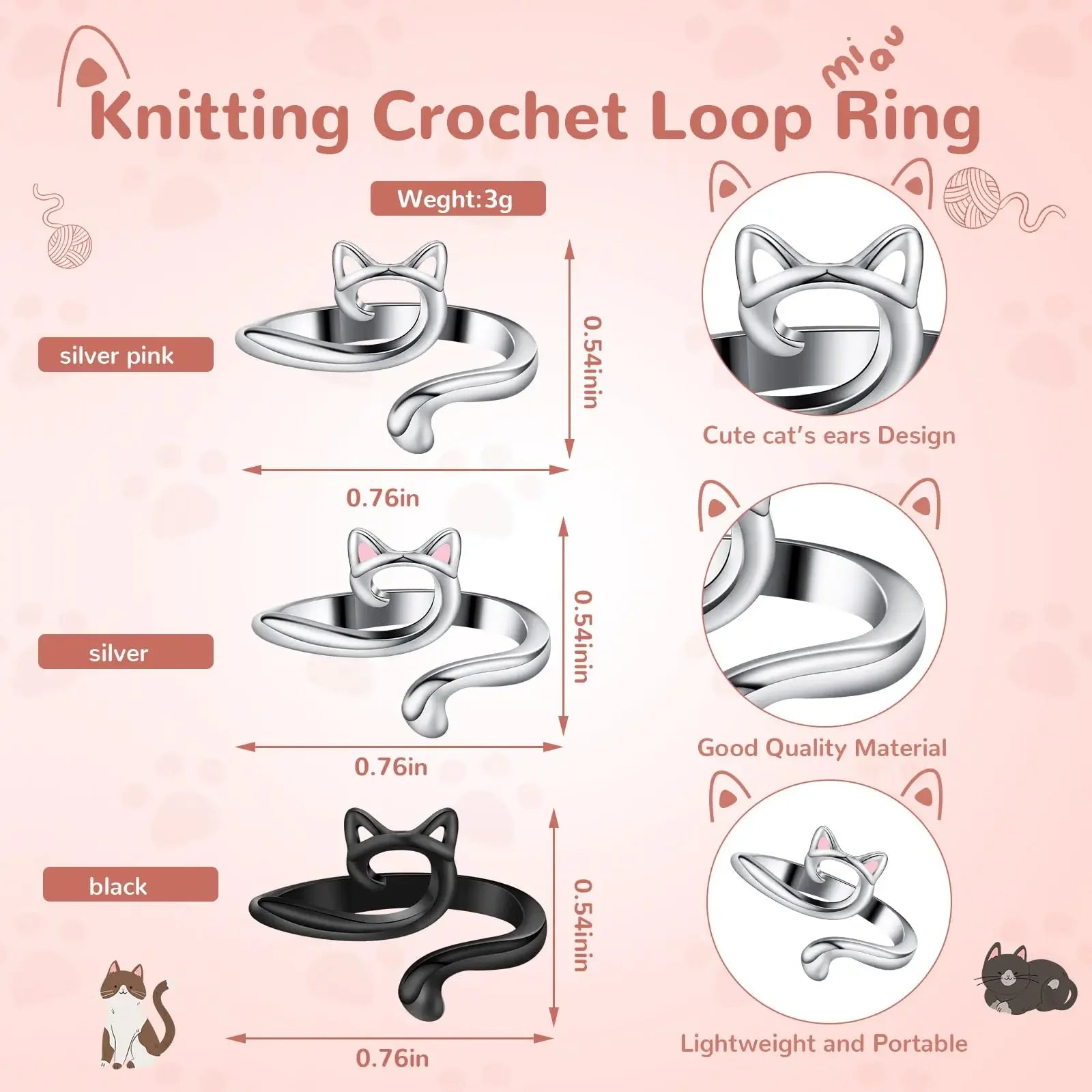 Adjustable Knitting Crochet Loop Ring Thimble Holder - Smarsty