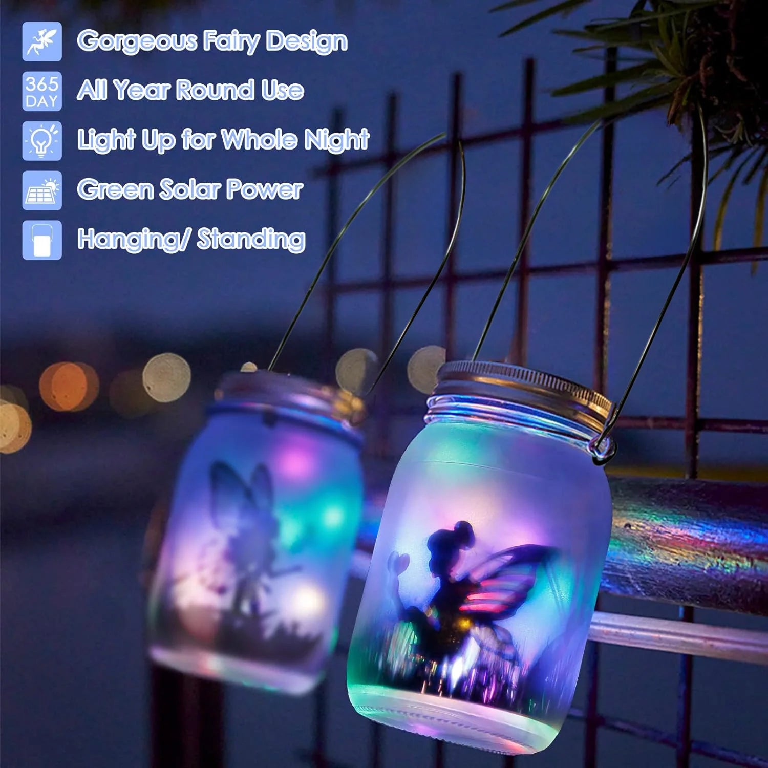 Solar Mason Jar Lanterns Waterproof Fairy Lights for Garden - Smarsty