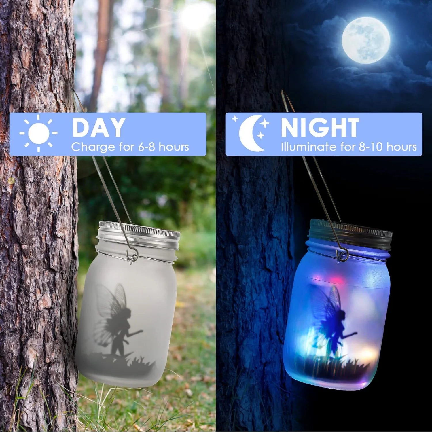 Solar Mason Jar Lanterns Waterproof Fairy Lights for Garden - Smarsty