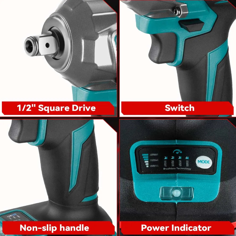 Onevan 1200N M Brushless Electric Impact Wrench Cordless Convenience - Smarsty