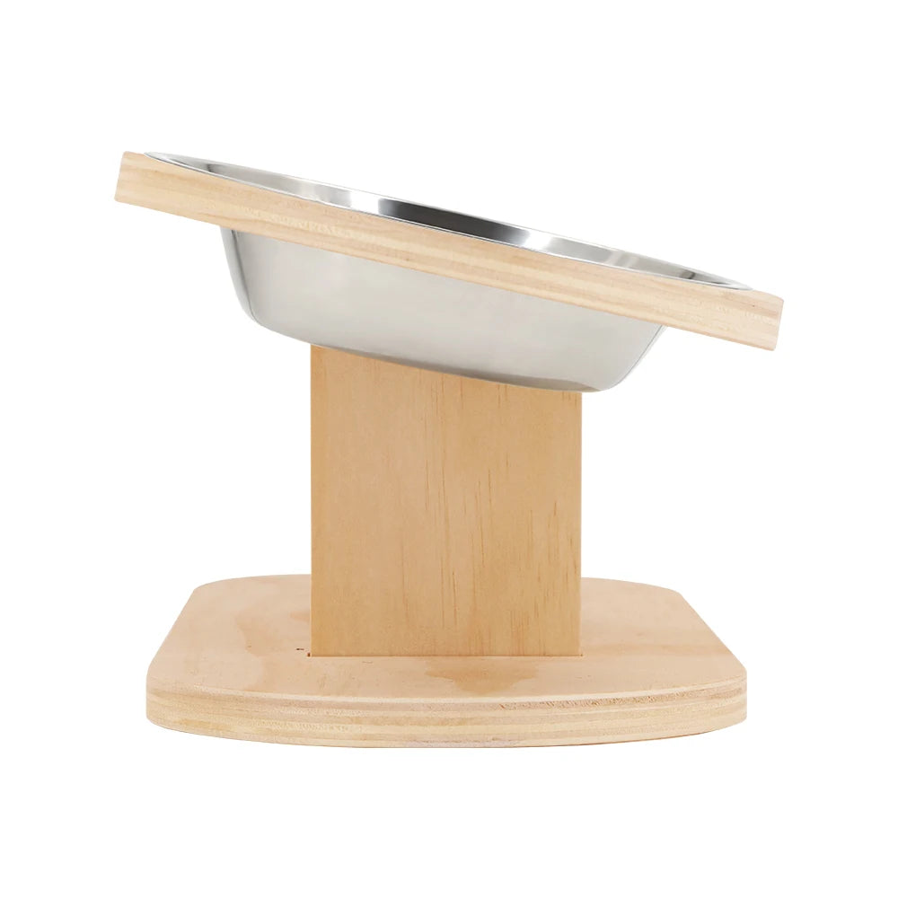 Tilted Raised Cat Feeder with Three Stainless Steel Bowls - Smarsty