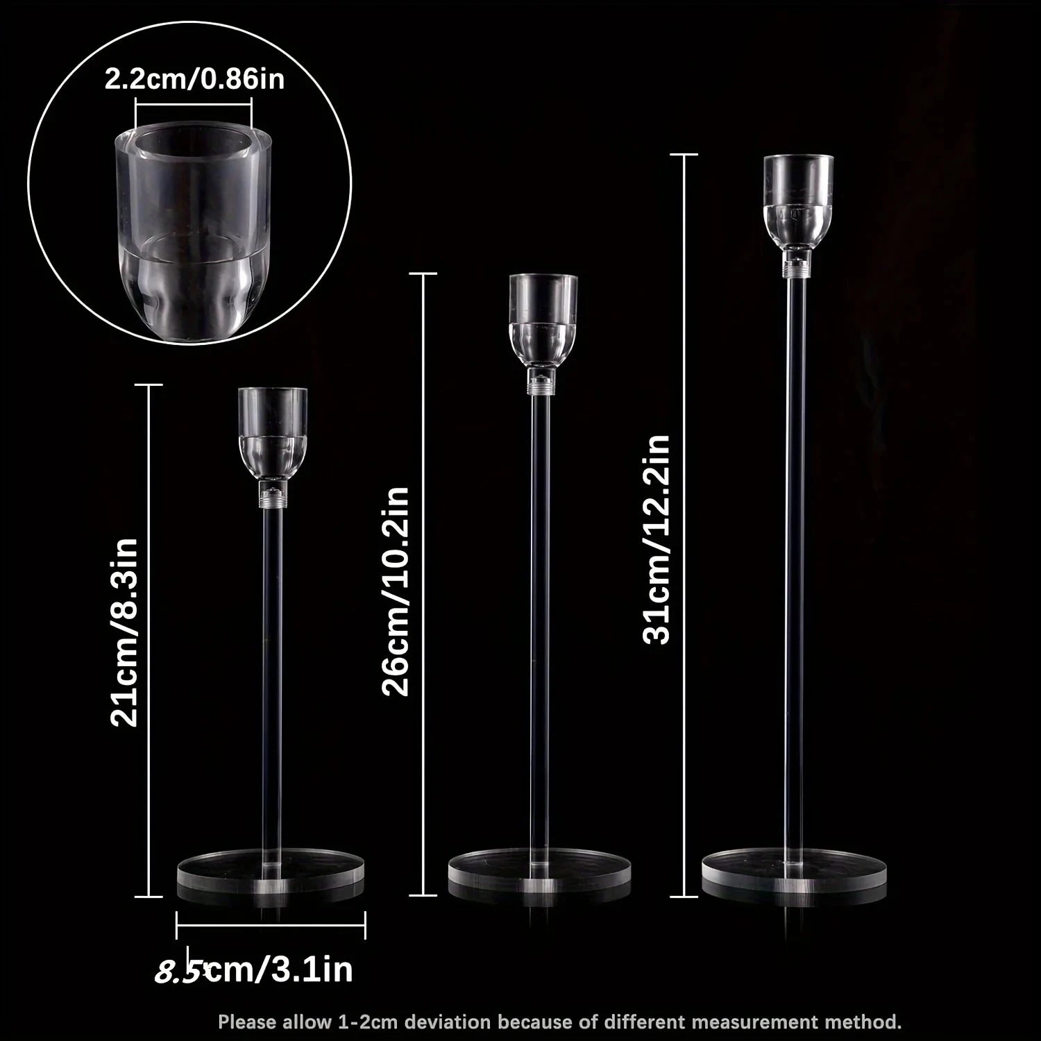 3pcs Clear Acrylic Candlestick Holders for Elegant Wedding Decor - Smarsty