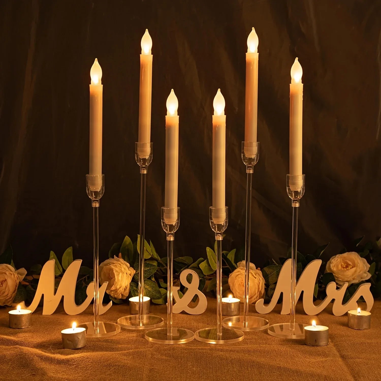 3pcs Clear Acrylic Candlestick Holders for Elegant Wedding Decor - Smarsty
