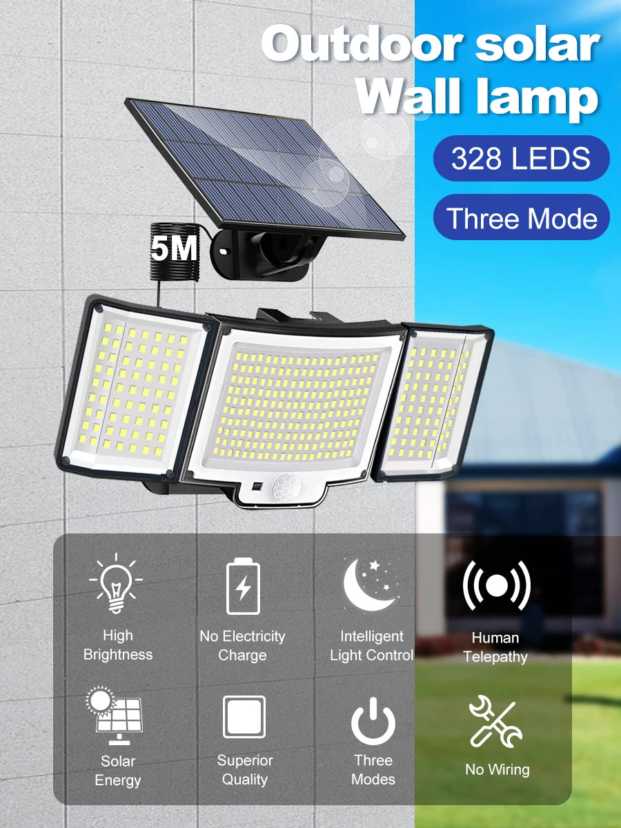 LED Solar Motion Sensor Outdoor Wall Lamp Waterproof - Smarsty