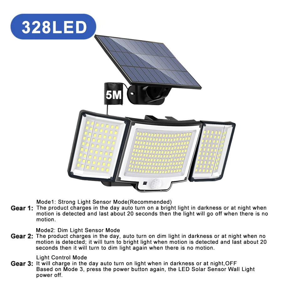 LED Solar Motion Sensor Outdoor Wall Lamp Waterproof - Smarsty
