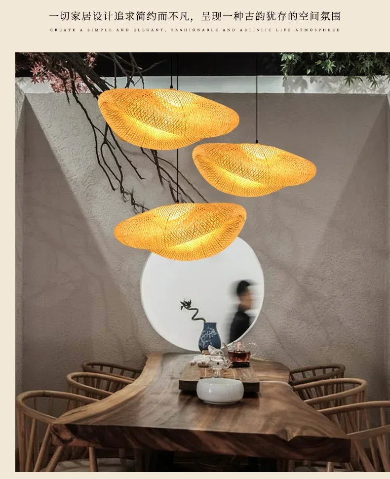 Bamboo Hand Woven Pendant Light for Elegant Home Decor - Smarsty