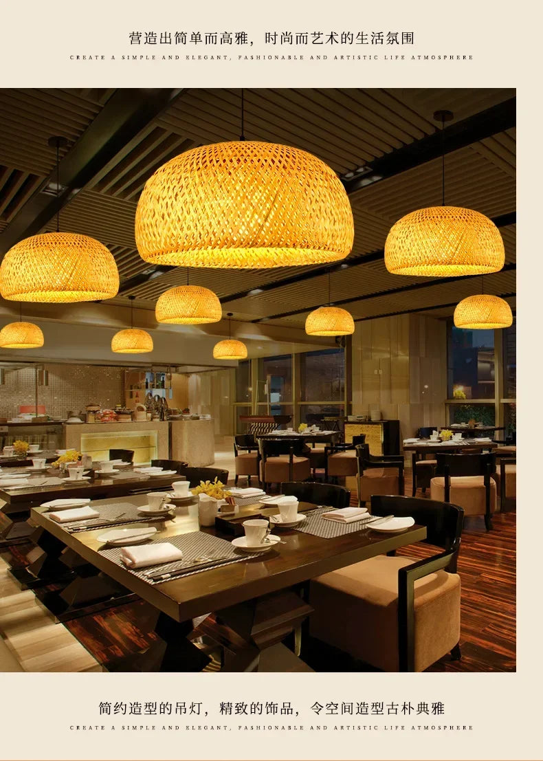 Bamboo Hand Woven Pendant Light for Elegant Home Decor - Smarsty