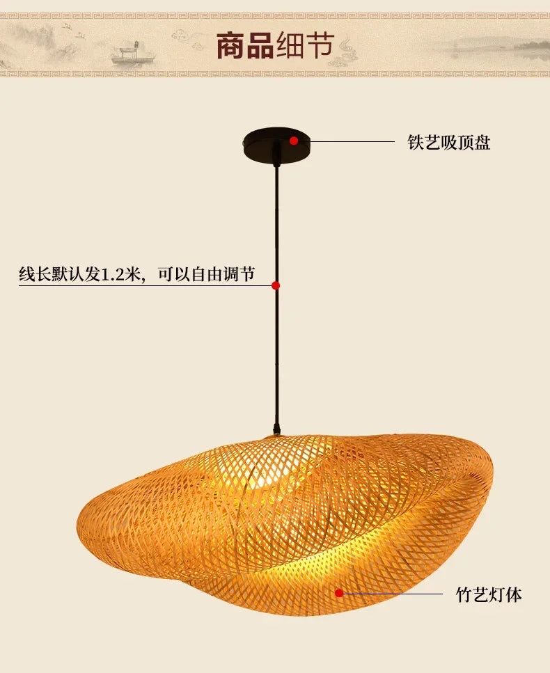 Bamboo Hand Woven Pendant Light for Elegant Home Decor - Smarsty