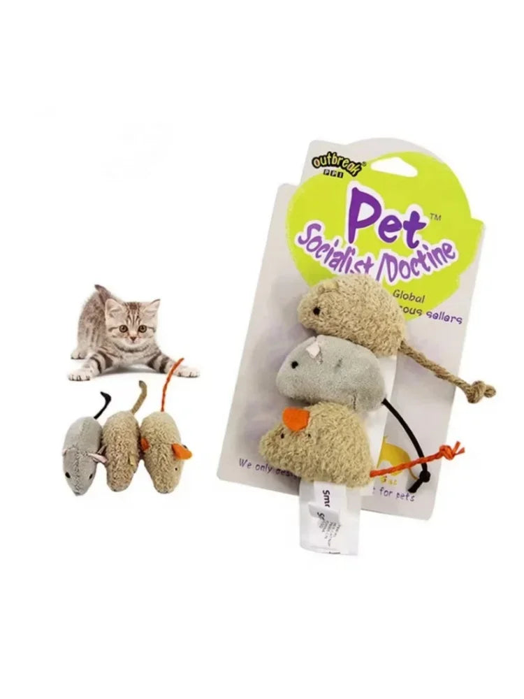 Plush Interactive Mouse Cat Toy Set for Playful Kittens - Smarsty