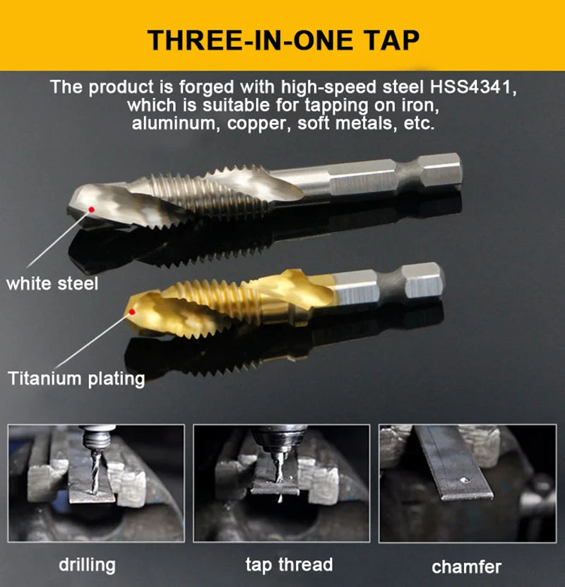 Titanium Plated Tap Drill Bit Set for Precision Tapping - Smarsty