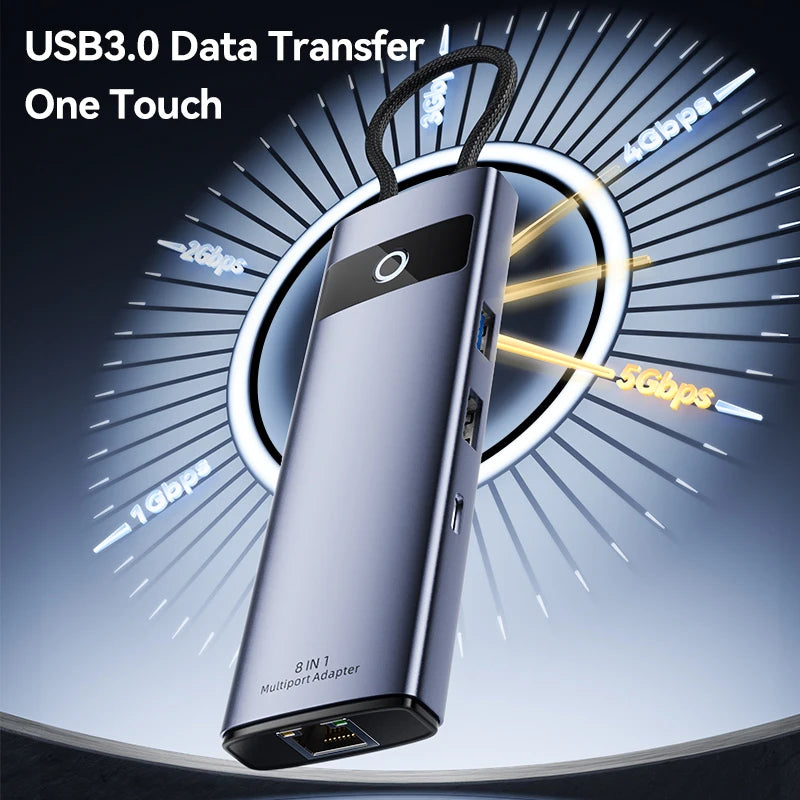 8-in-1 USB-C Hub Docking Adapter with 4K HDMI - Smarsty