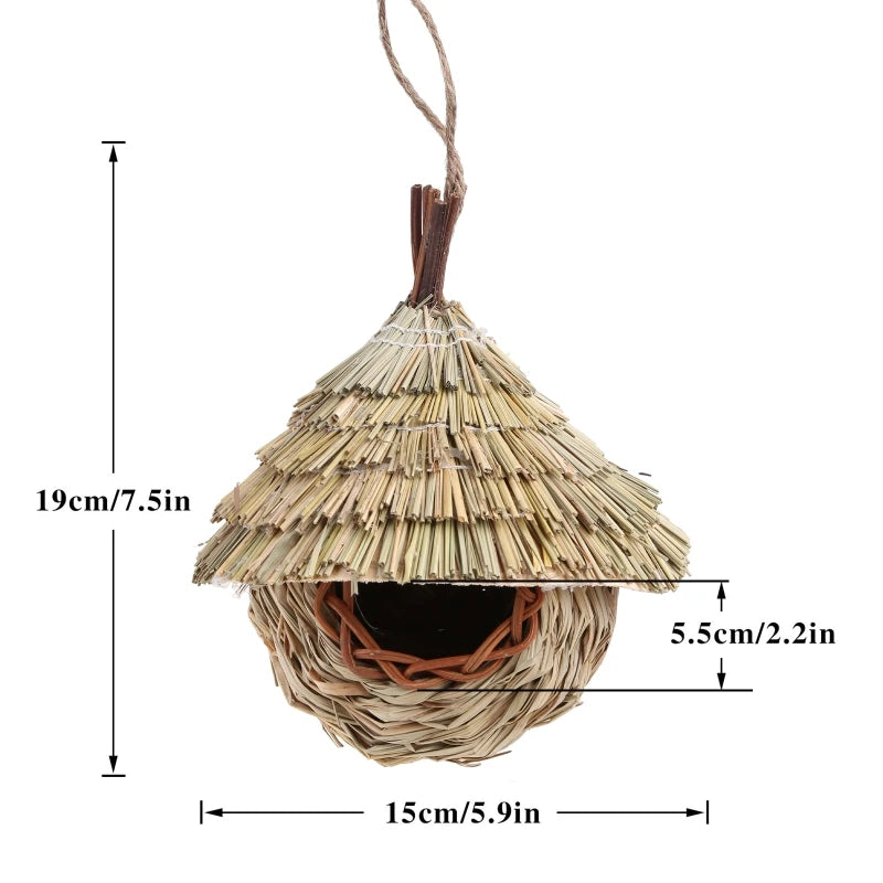 Natural Grass Bird Cage for Outdoor Parrots and Nesting - Smarsty